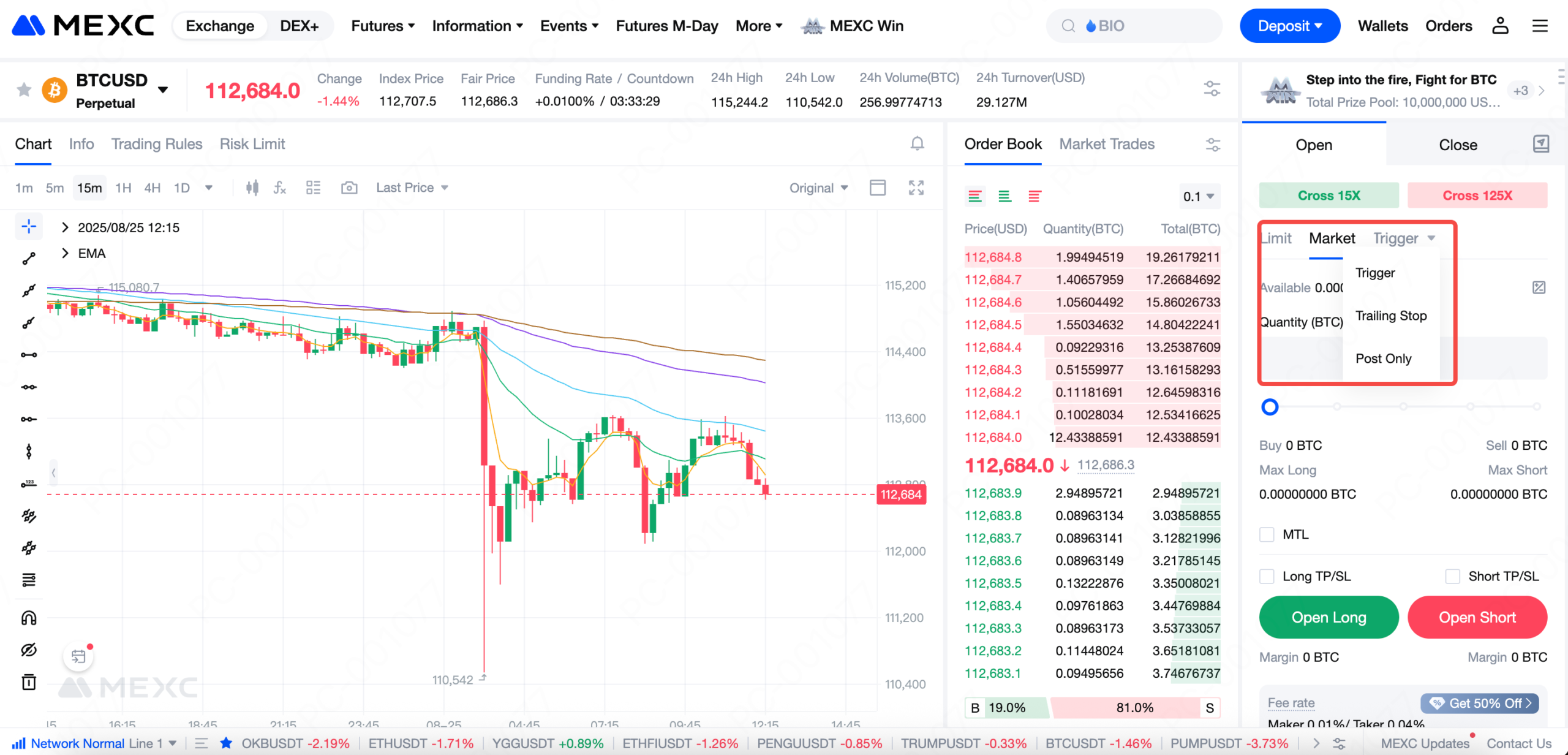 選擇您的委託方式(限價、市價、計畫委託等),輸入價格和數量(張數),然後點擊「買入開多」或「賣出開空」。