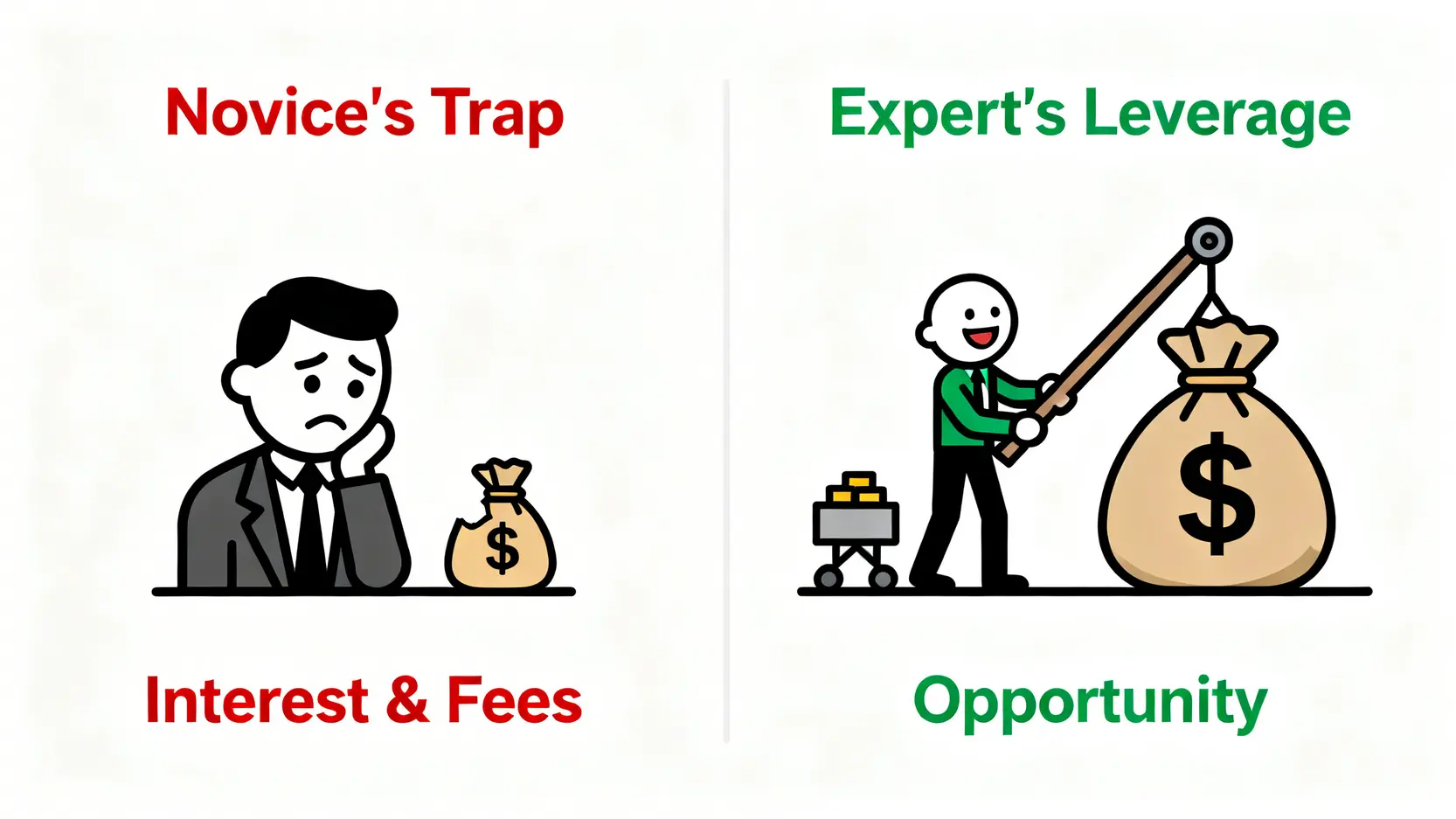 股票墊款的新手陷阱與專家工具對比圖,說明其風險與潛在策略性用途。