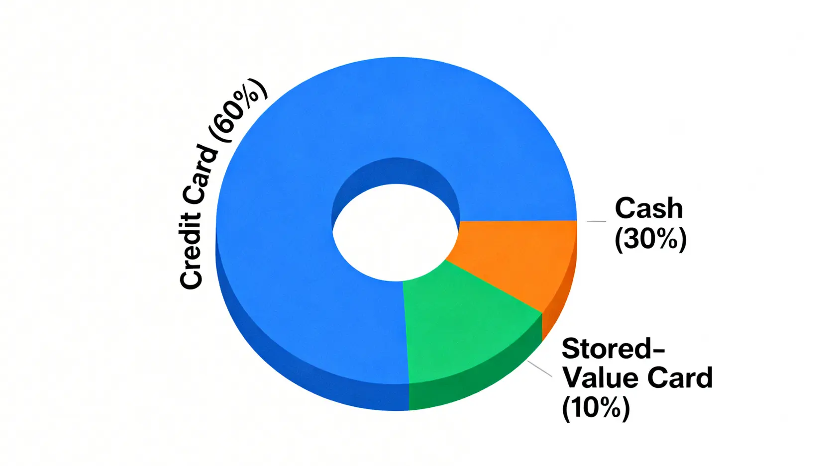 旅韓最佳資金配置比例圖,顯示建議的現金佔30%、信用卡佔60%、儲值卡佔10%。