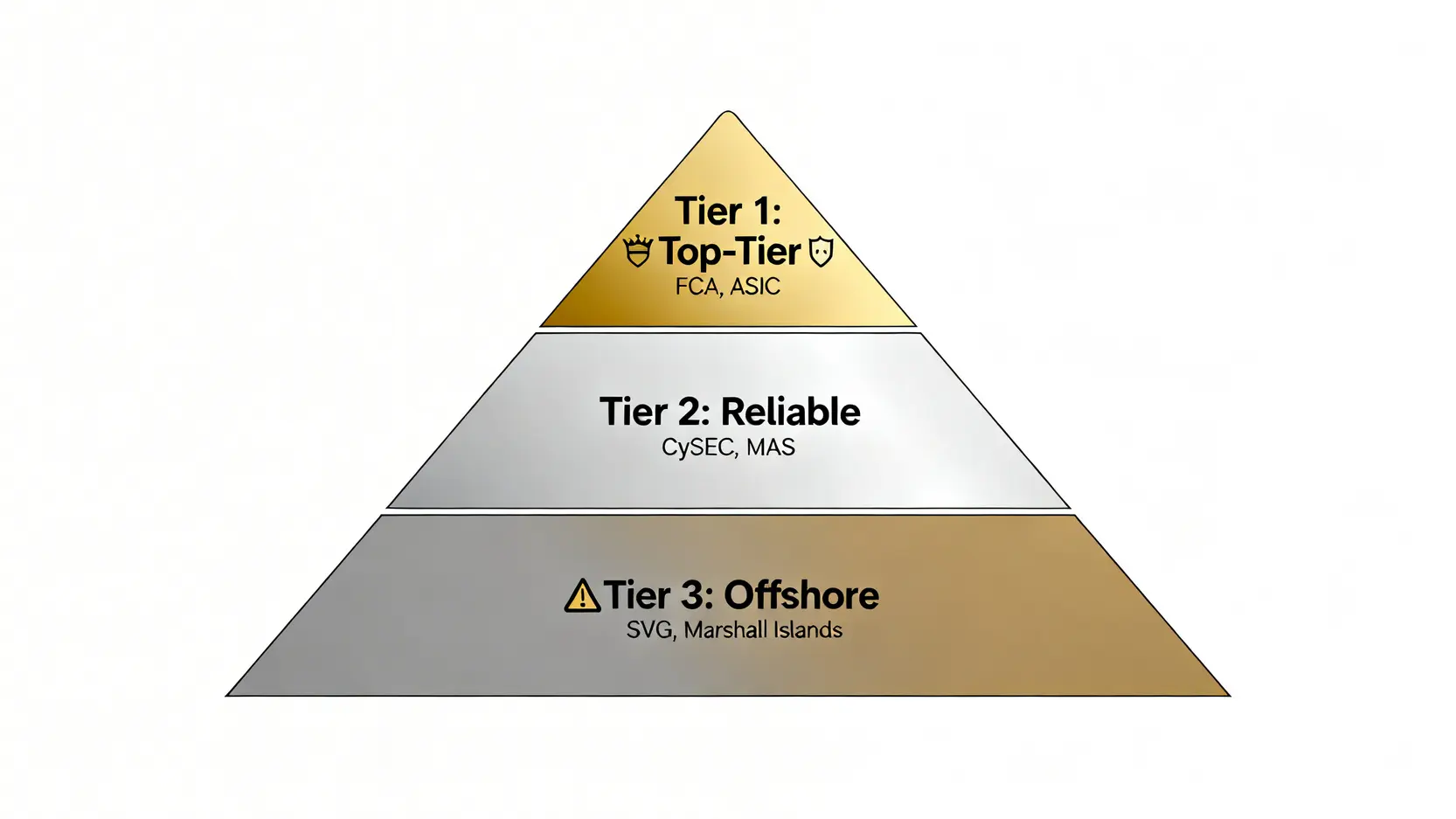 一張金字塔圖,將金融監管機構分為三層:頂層是黃金級(FCA