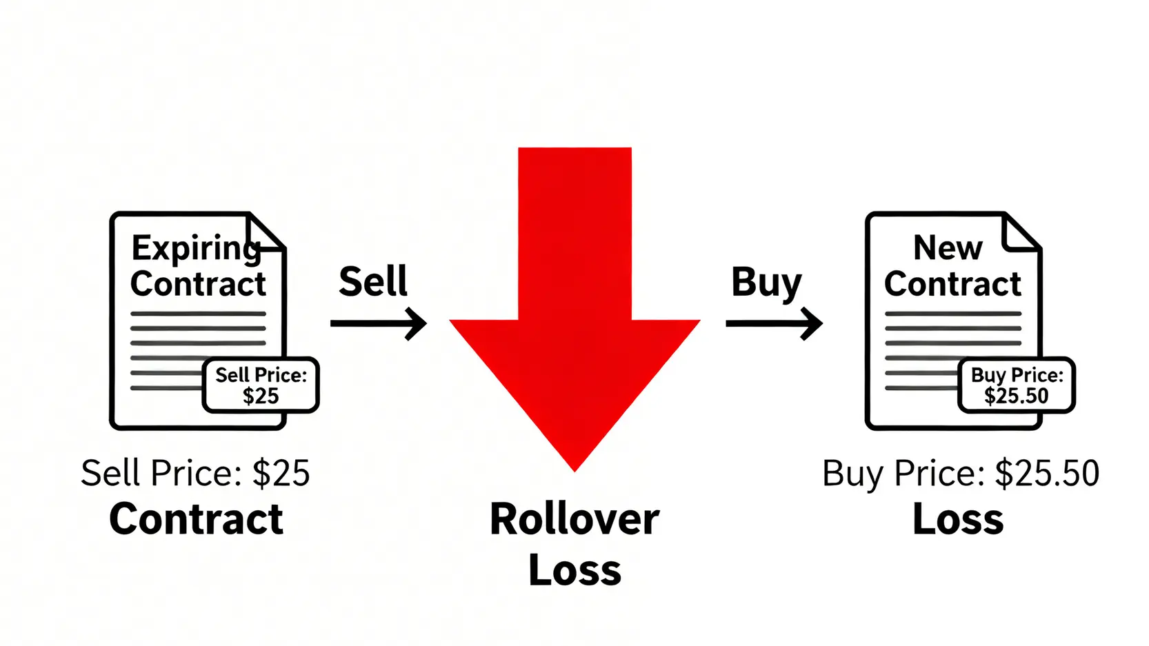 期貨ETF在正價差市場下的轉倉成本示意圖