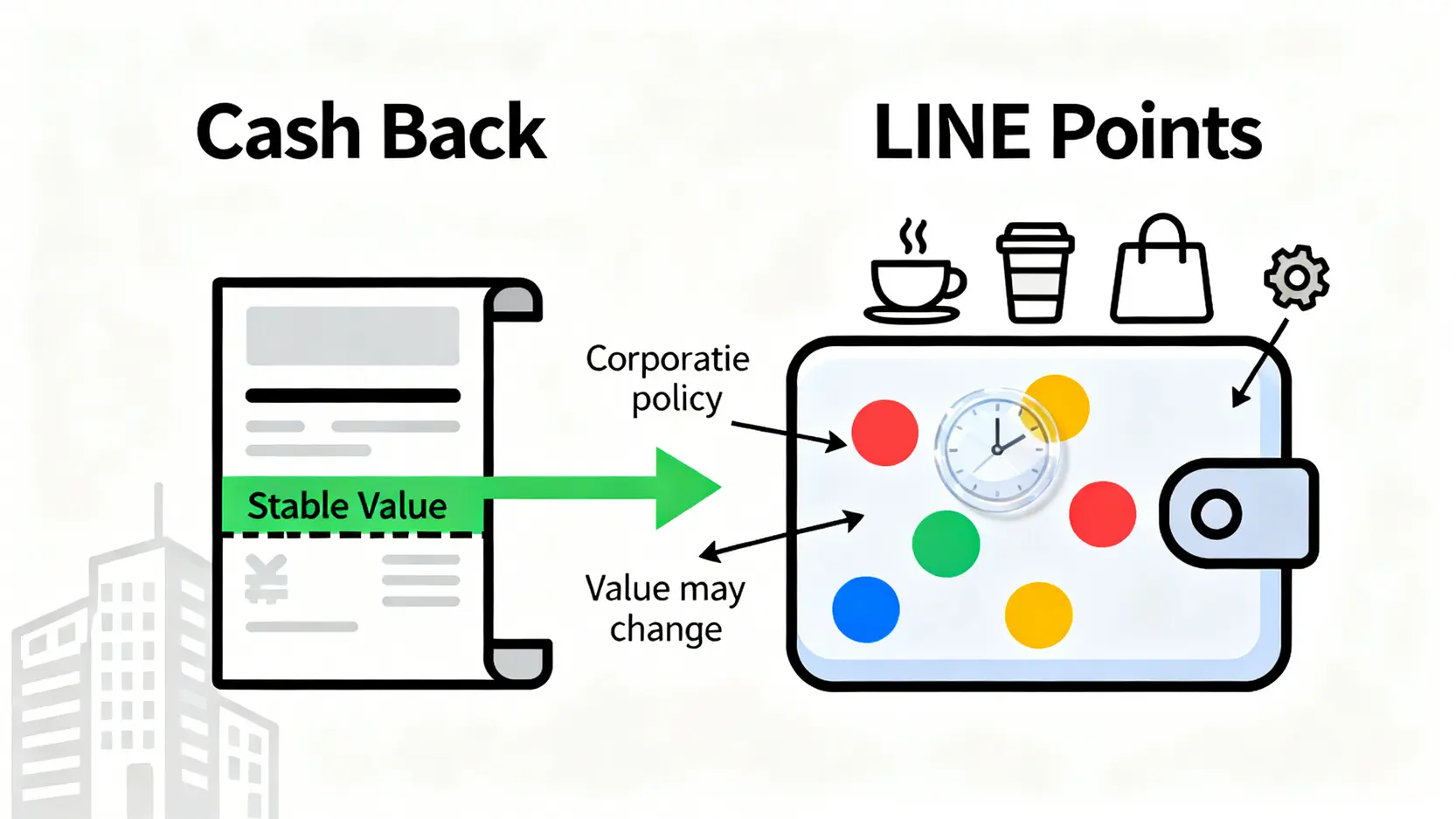 一張對比圖,比較「現金回饋」與「LINE