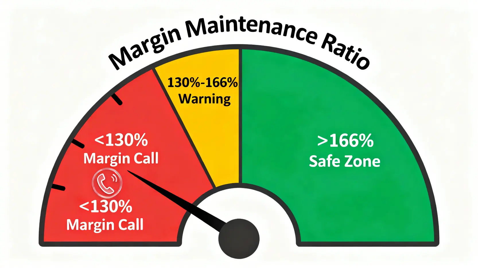 融券維持率儀表板,顯示安全區、警戒區與追繳通知區。