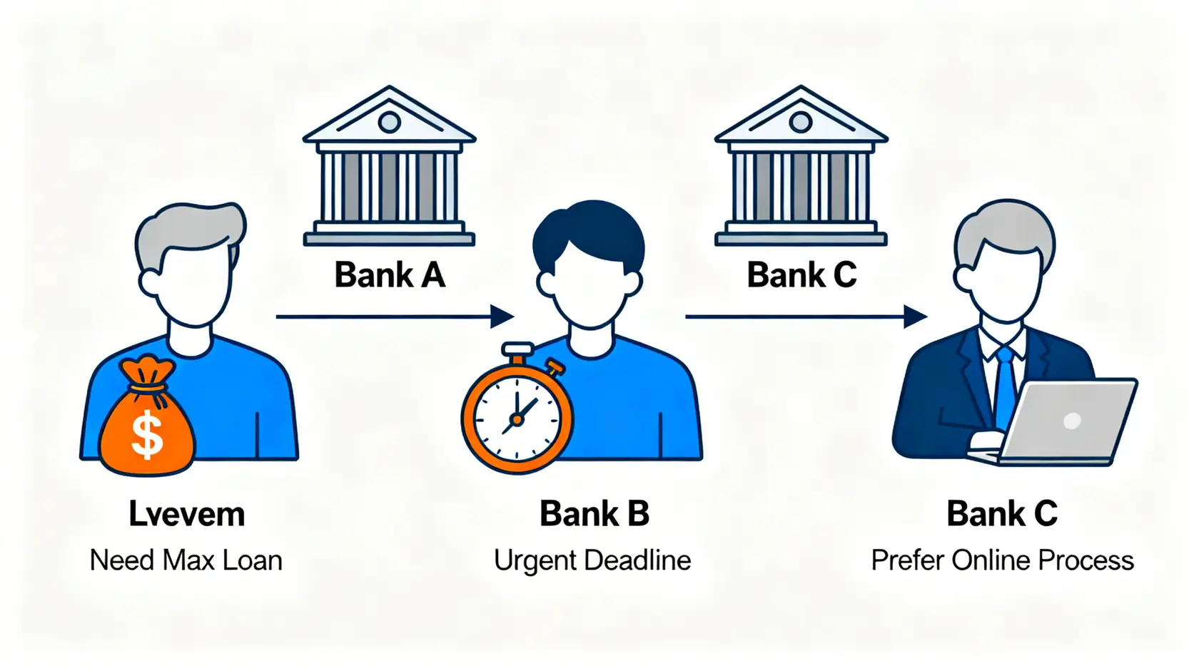 新青安貸款銀行選擇策略圖,根據貸款額度、時間壓力、線上流程等不同需求推薦適合的銀行。