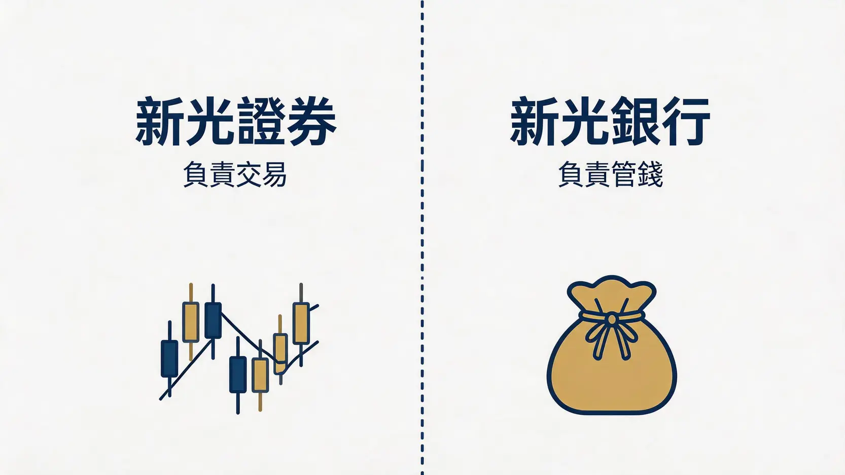 新光證券與新光銀行在美股投資中的角色分工圖。